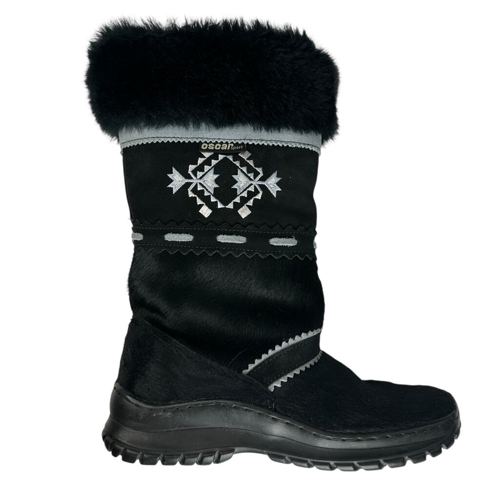 Oscar Sport Apres Ski Boots Women Size US 8 EU 39 Sheep Sherpa Cow Fur